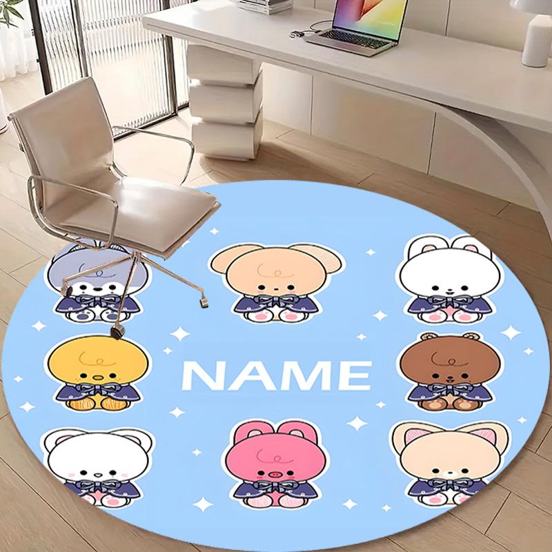 Personalized K-Kpop Team Round Chair Office Rug - Perfect for Mat, Office Chair & More - Ideal Gift for Birthdays and Holidays