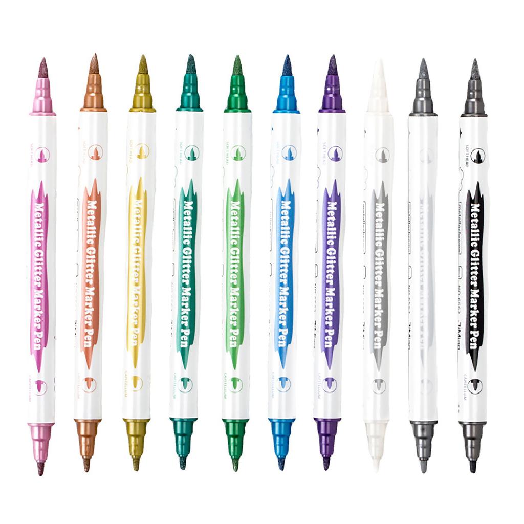 Double End Glitter Marker Pen for Coloring Scrapbooking DIY Birthday Card Making