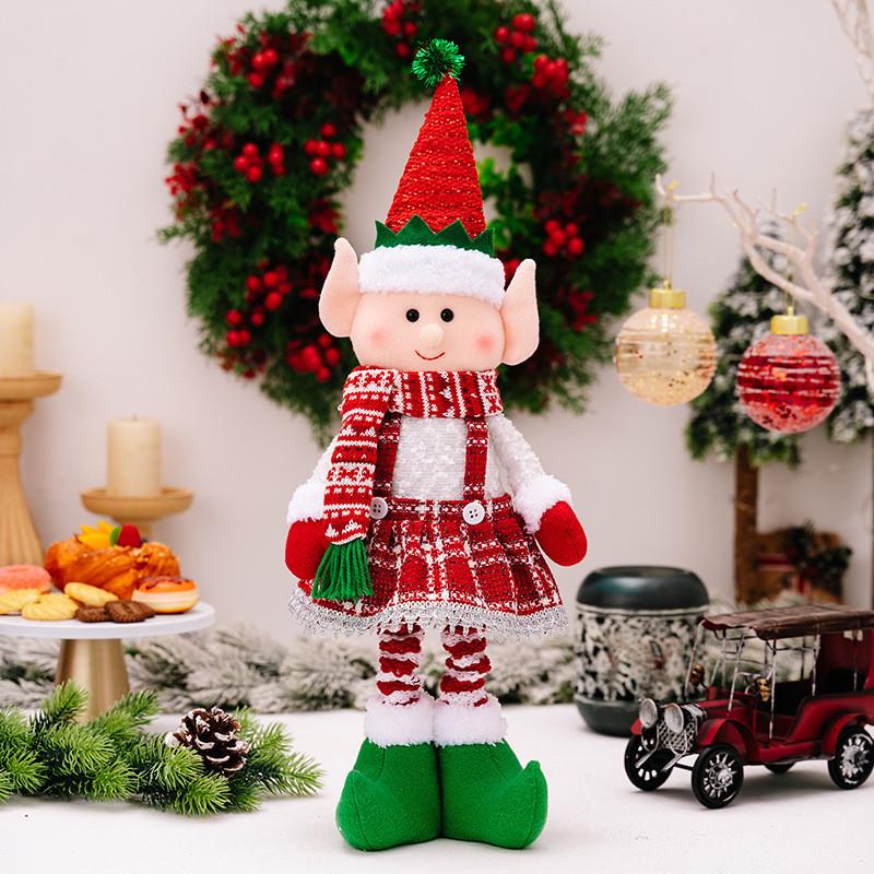 Charming Christmas Stretchable Elf Figurine In Vibrant Red And Colors Green