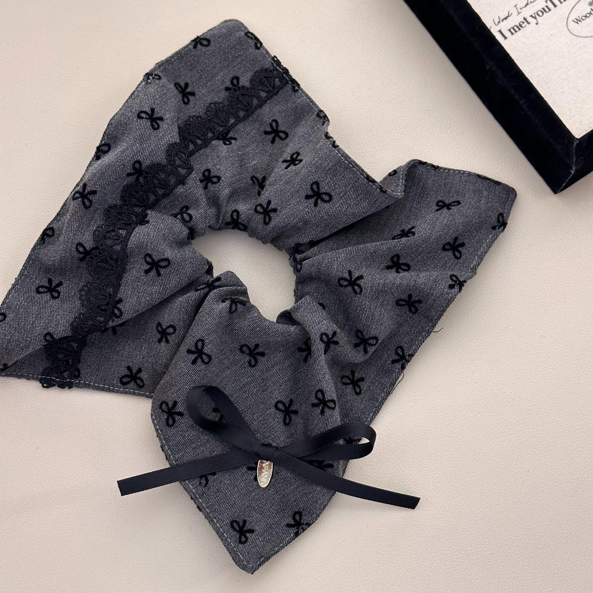 

Кружевной бант, квадратный платок, резинка для волос, высокий уровень внешности, нишевый дизайн, элегантный и высококлассный аксессуар для волос