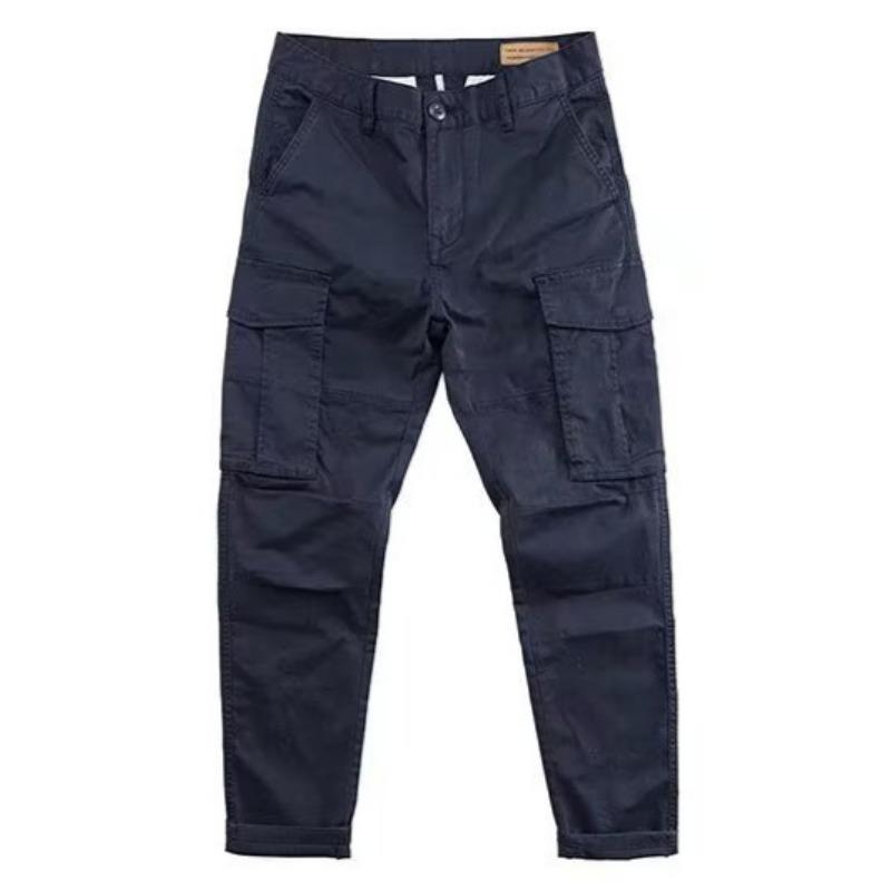 

Men s multi-pocket overalls summer new loose casual pants blue outdoor straight work pants M темно-синий