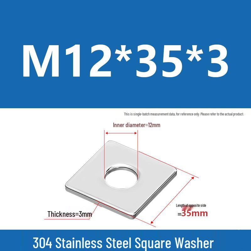 304 Stainless Steel Thickened Square Washer for Curtain Wall (M4-M16)
