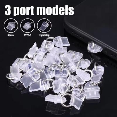 Transparent DIY Anti Dust Plug for IOS/Type C/Micro Cellphone Charging Port Plug Cap Protective for IPhone 16 15 Samsung Stopper
