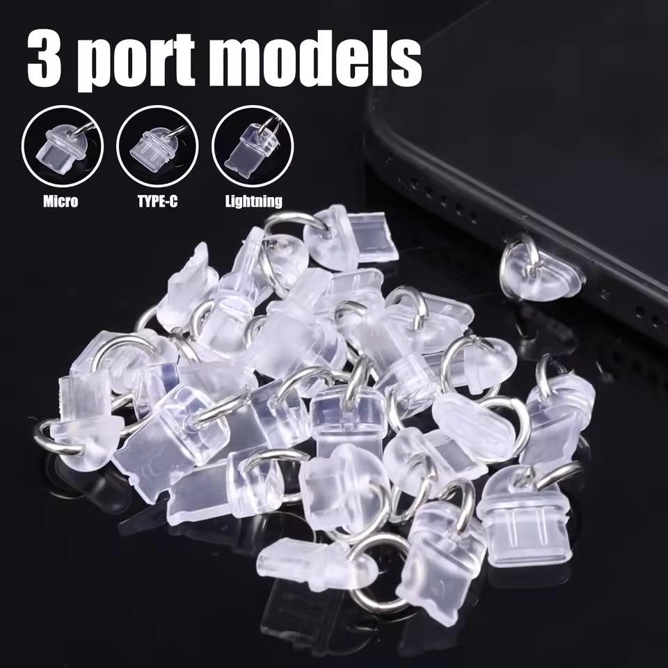 Transparenter DIY Anti-Staub-Stecker für IOS/Type C/Micro Handy-Ladeanschluss-Steckerabdeckung Schutz für IPhone 16 15 Samsung Stopper