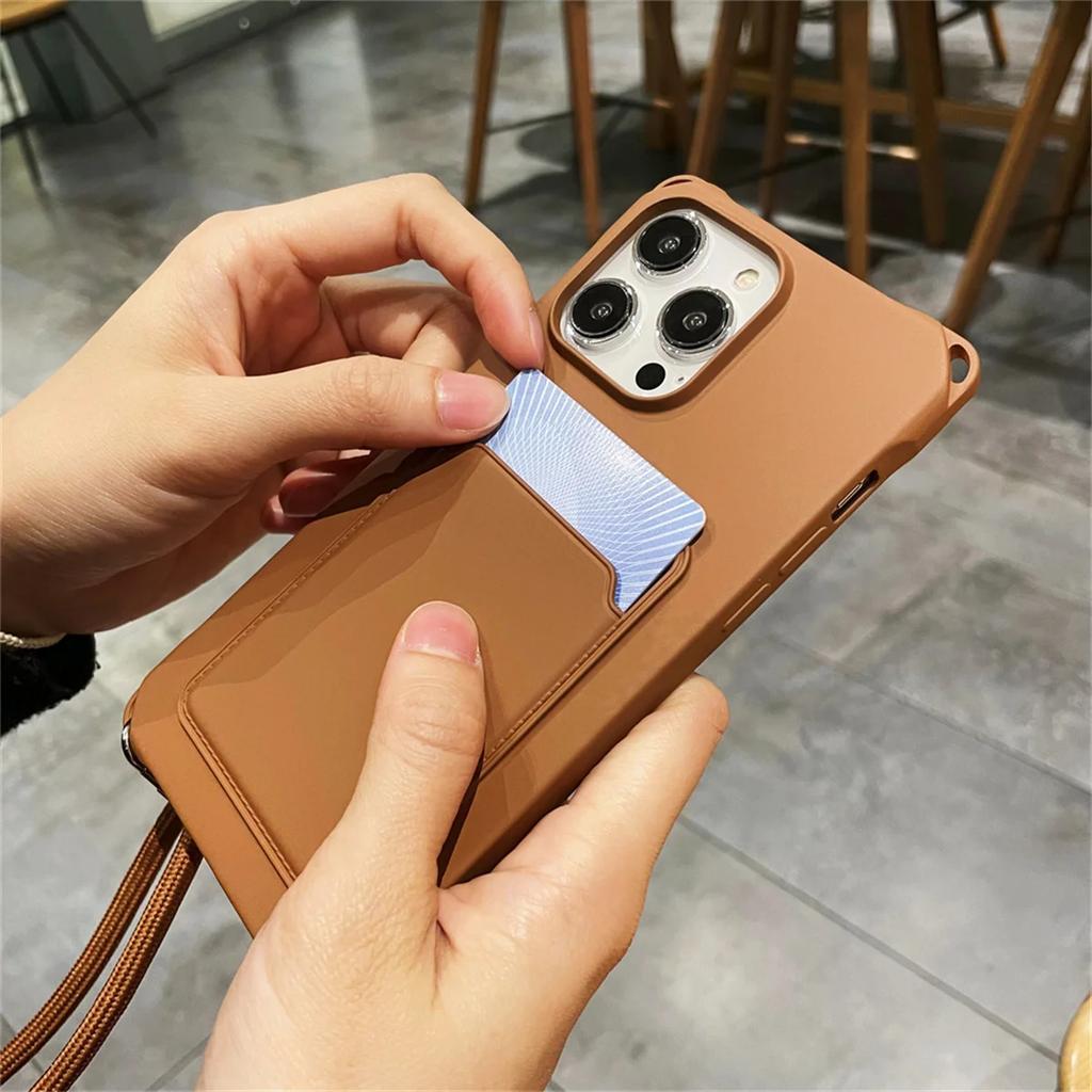 Crossbody Lanyard Brieftasche Kartenhalter Handyhülle für IPhone 17 Air 16 15 Plus 14 13 12 11 Pro Max XR XS X Silikon Weiche Hülle