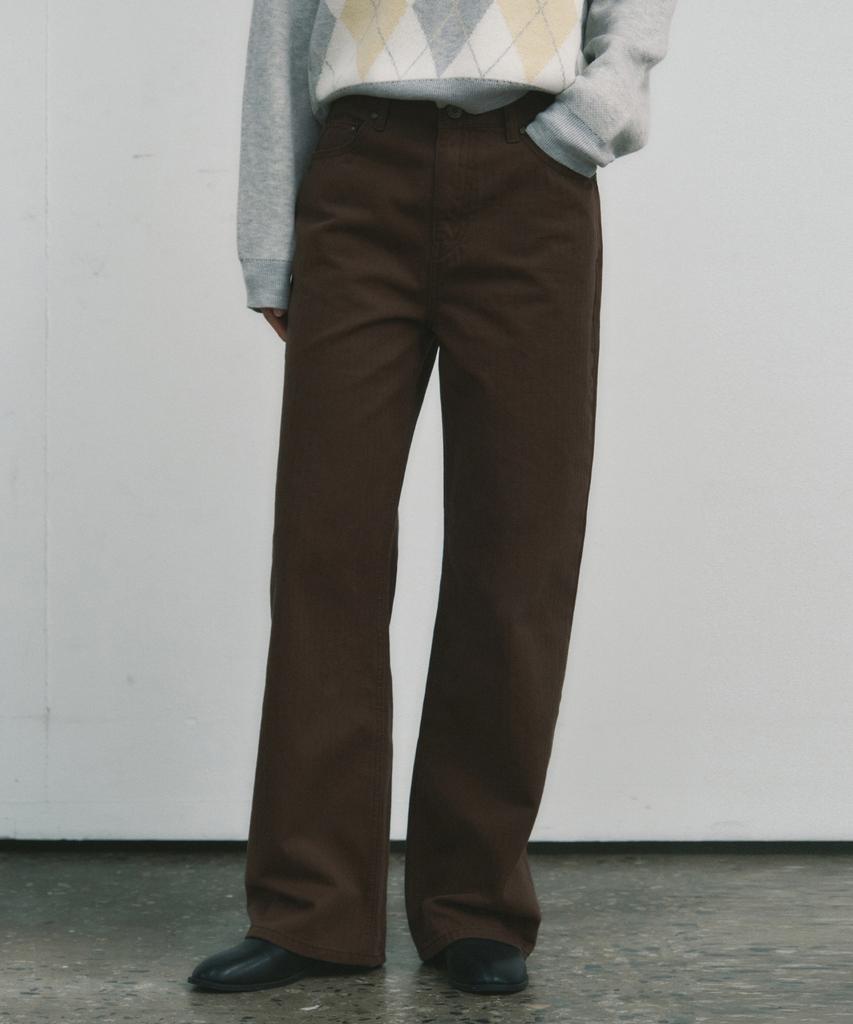 Wednesday Oasis For Woman W/Herringbone Pure Cotton Pants_Brown(W25-Pt24)