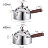 304 Stainless Steel Tea Kettle Side Wooden Handle Flat Bottom Boiling Water Kettle Chinese Retro Teapot Induction Cooker