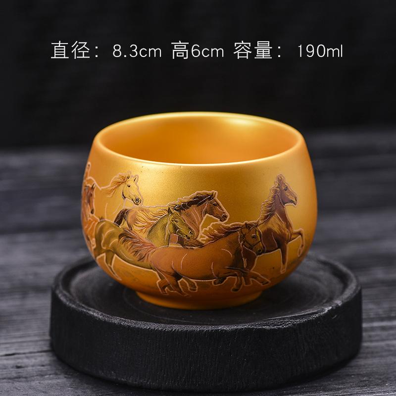 Gilded Cup Enamel Blue and White Tea Cup Personal Cup Master Cup Purple Clay Jian Zhan Master Liu Guolan