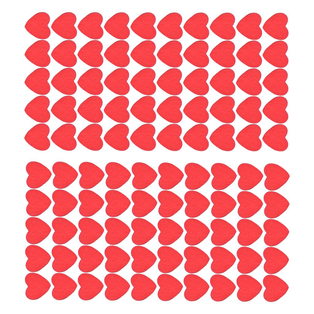 100Pcs Red Wooden HeartShaped Ornament SelfAdhesive DIY Hand Made Home Decoration