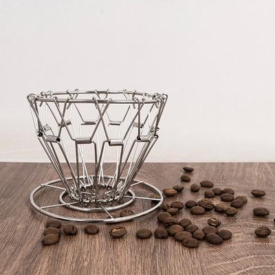 Stainless Steel Foldable Coffee Drip Stand Reusable Handheld Coffee Filter Paper Holder Rust-proof V-shaped