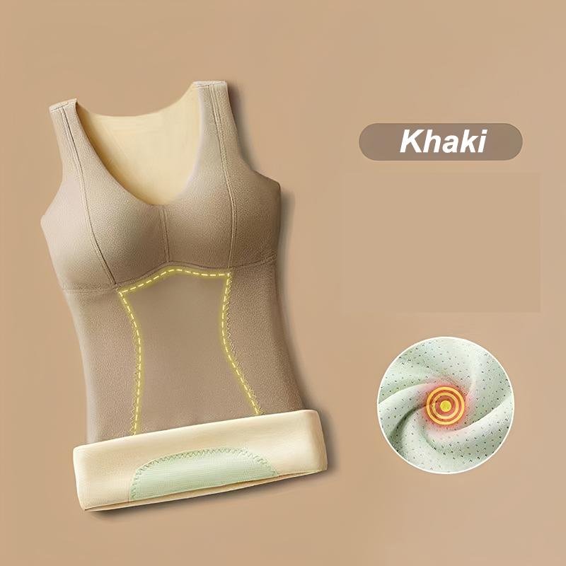 Winter Selbstheizende Thermoweste Damen V-Ausschnitt Ärmellos Body Shaper Mit Gepolstertem BH Shaper Tanktop Für Den Winter