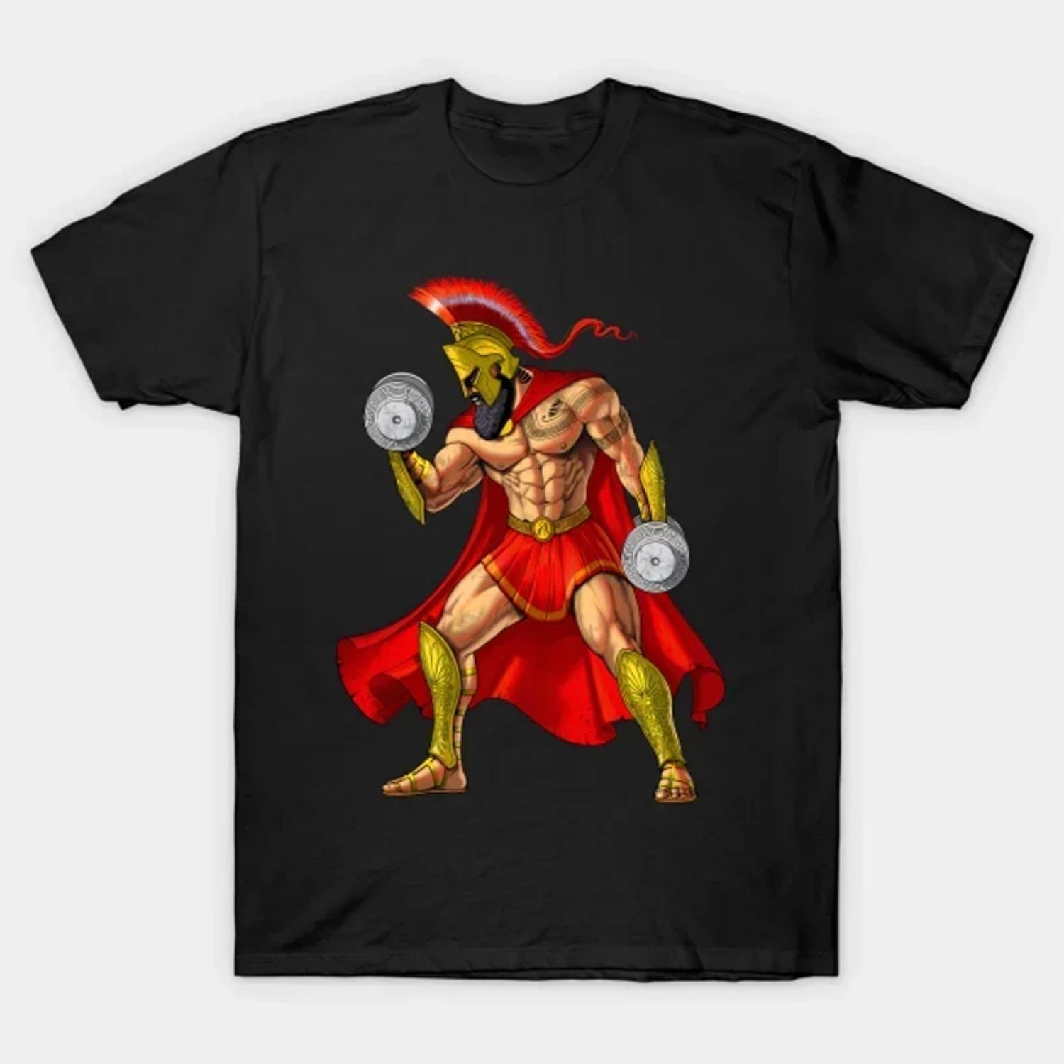 Spartan Warrior Bodybuilder Gym Fitness Training T-Shirt 100% Cotton O-Neck Summer Short Sleeve Casual Mens T-shirt Size S-3XL S чёрный