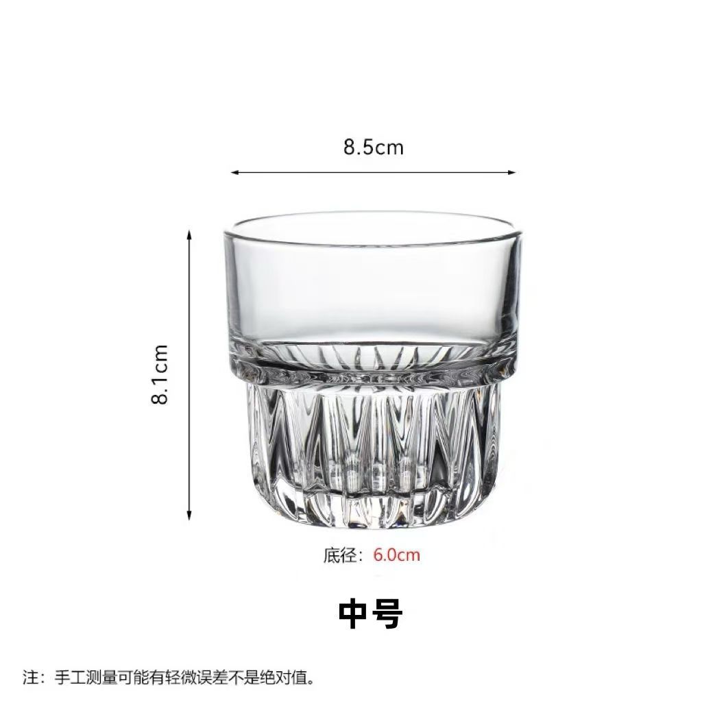 ins wind vertical pattern thickened glass coffee cup wine cup stackable cup household creative water cup beer cup whiskey cup