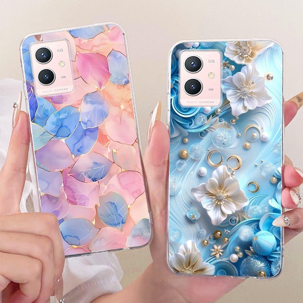 For Vivo Y33s 5G Clear Case Aesthetic Luxury Cute Cat Fashion Butterfly Funny Painted Casing For Vivo V2166A