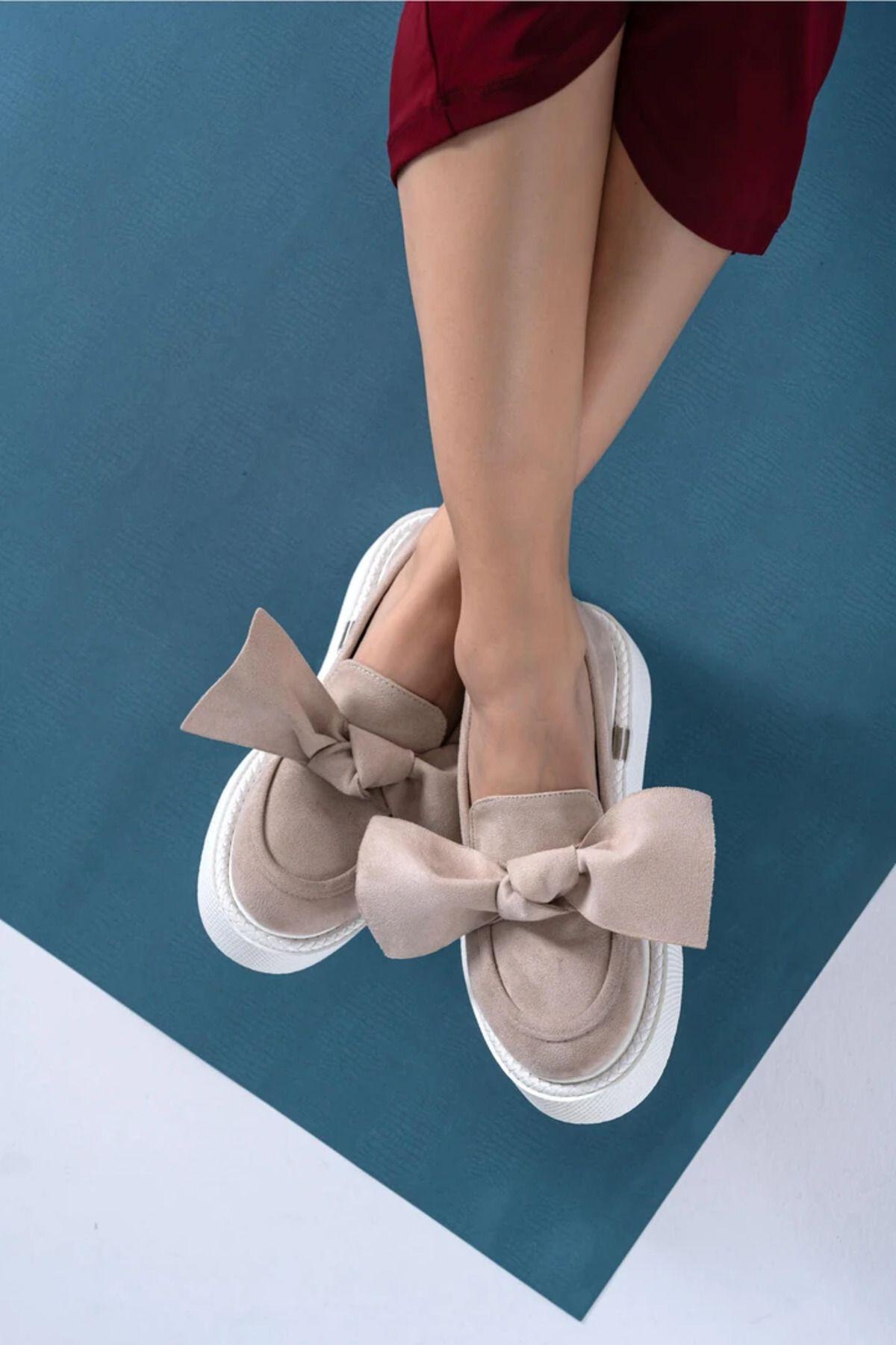 

Women s Fashion Casual Lenora Beige Suede Ribbon Shoes 37