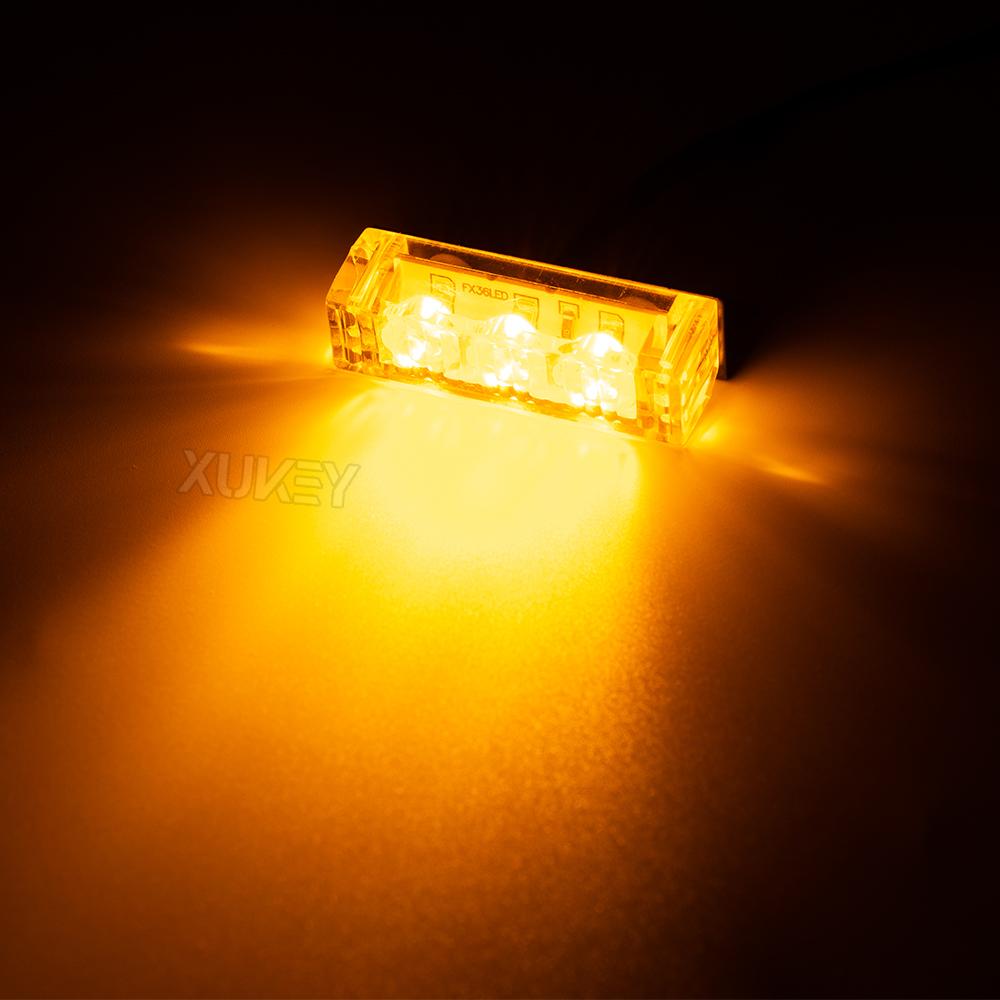 Strobe Warning Light Amber 6x3LED Side Flashing Beacon Emergency Hazard Marker Grille Lamp Bar Truck Trailer Pickup SUV DRL 12V