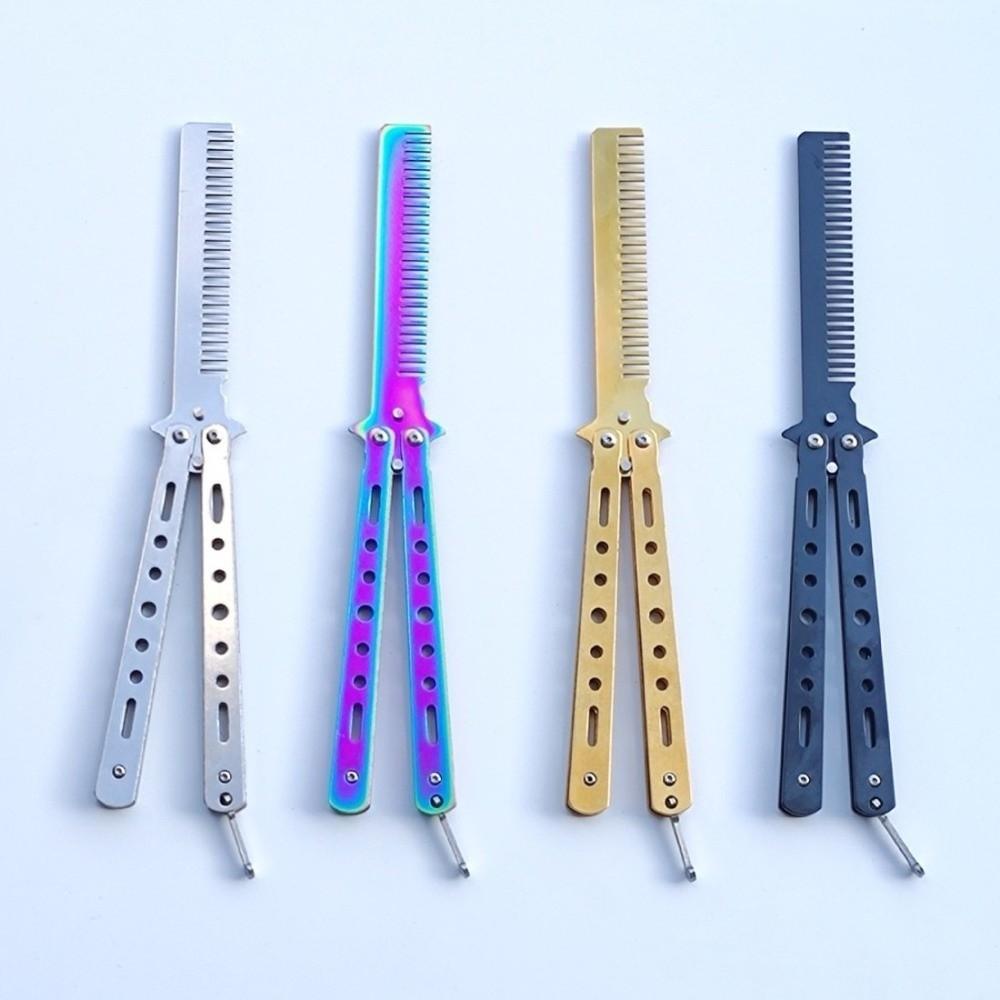 Foldable Butterfly Knife Comb with Buckle Styling Tool Comb New Beard Comb Photo Props
