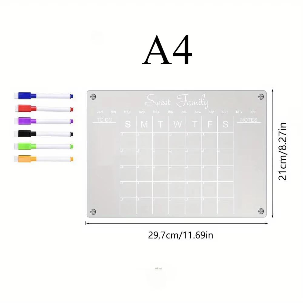 Настенный календарь A4 30x21 см, магнитный, акриловый, для сухого стирания, доска для списка дел, планирования, горизонтальный, для холодильника