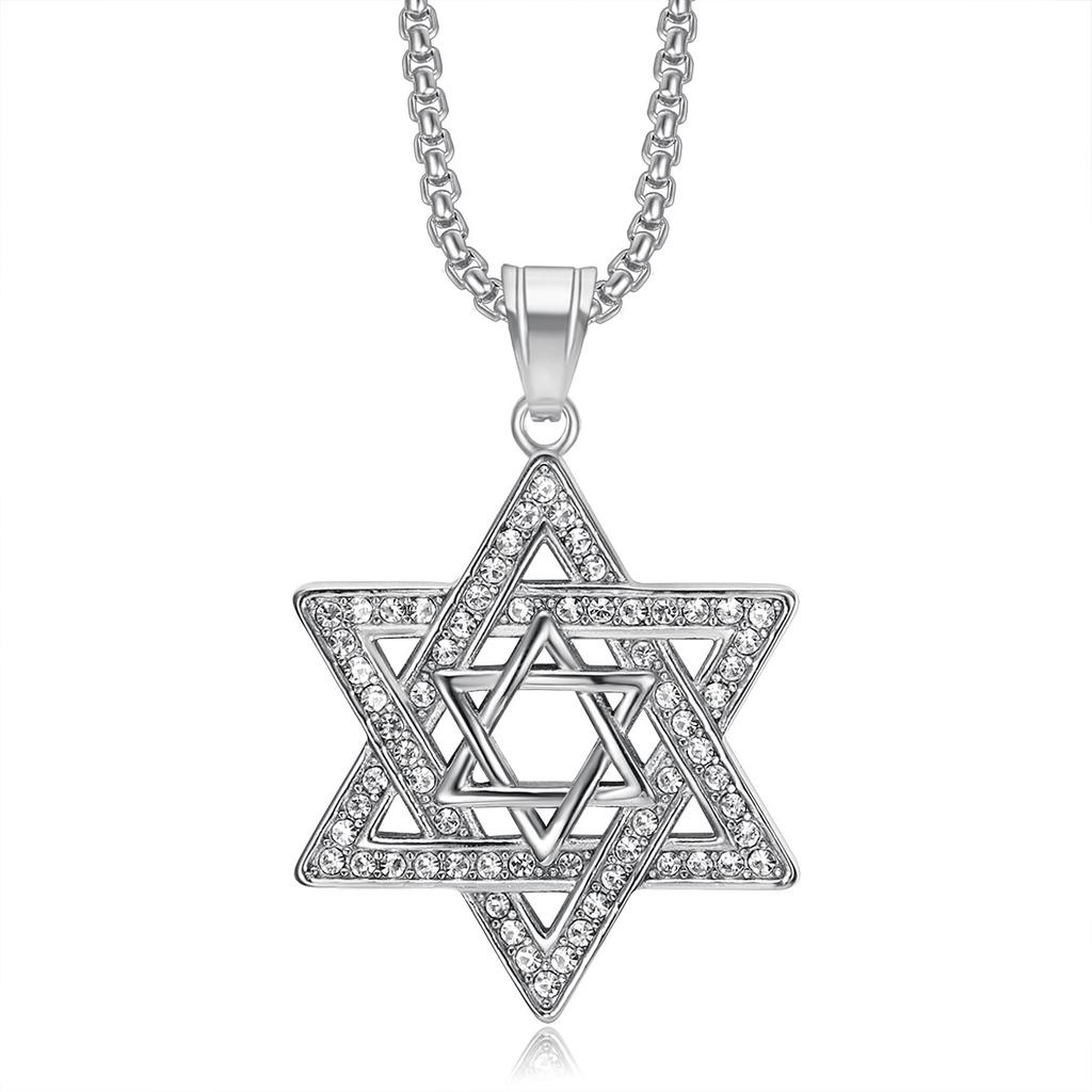 Gothic Star of David Pendant Necklace Hexagram Chain Hip Hop Jewelry Accessories