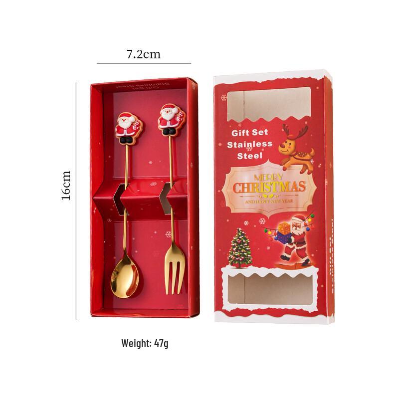 

ZISIZ Santa Claus Christmas Coffee Spoon & Fork Gift Set