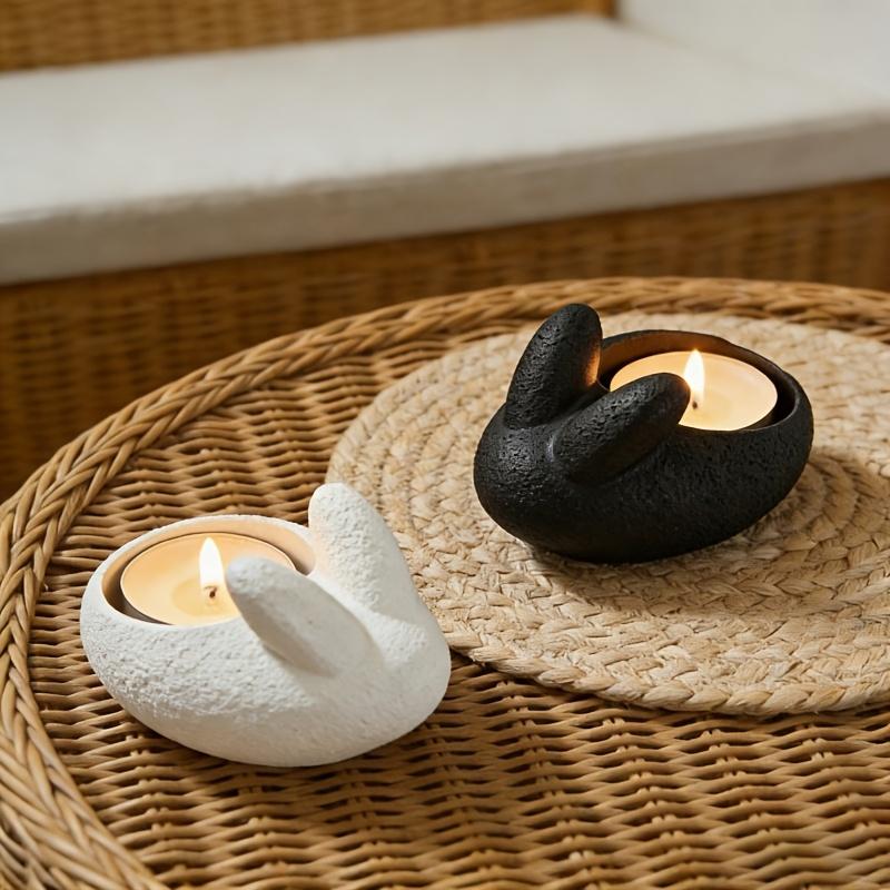 1/2 Piece Set with Random Color Rabbit-Shaped Candle Holder, 3D Printed Cute Easter Bunny Tea Light Holder, Craft Ornament,