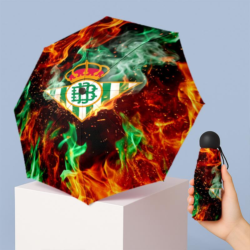 Real Betis Football Pattern Printed Mini 5 Folds 8 Ribs Compact Umbrella Windproof Waterproof Lightweight Portable Folding
