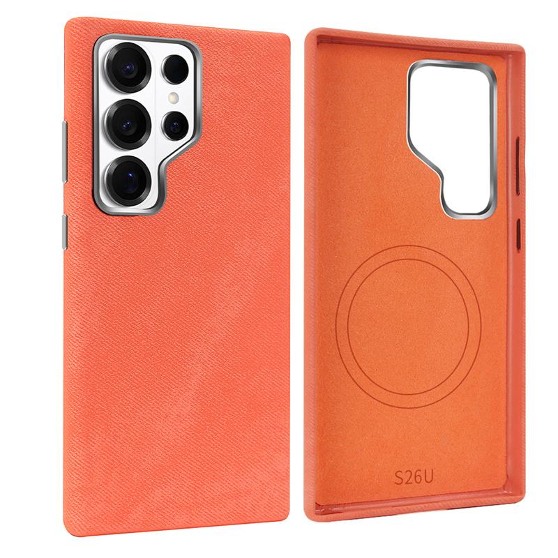 Luxury Microfiber Magnetic Wireless Charging Phone Case For Samsung Galaxy S24 S25 S26 Ultra For Magsafe Metal Camera Lens Cover