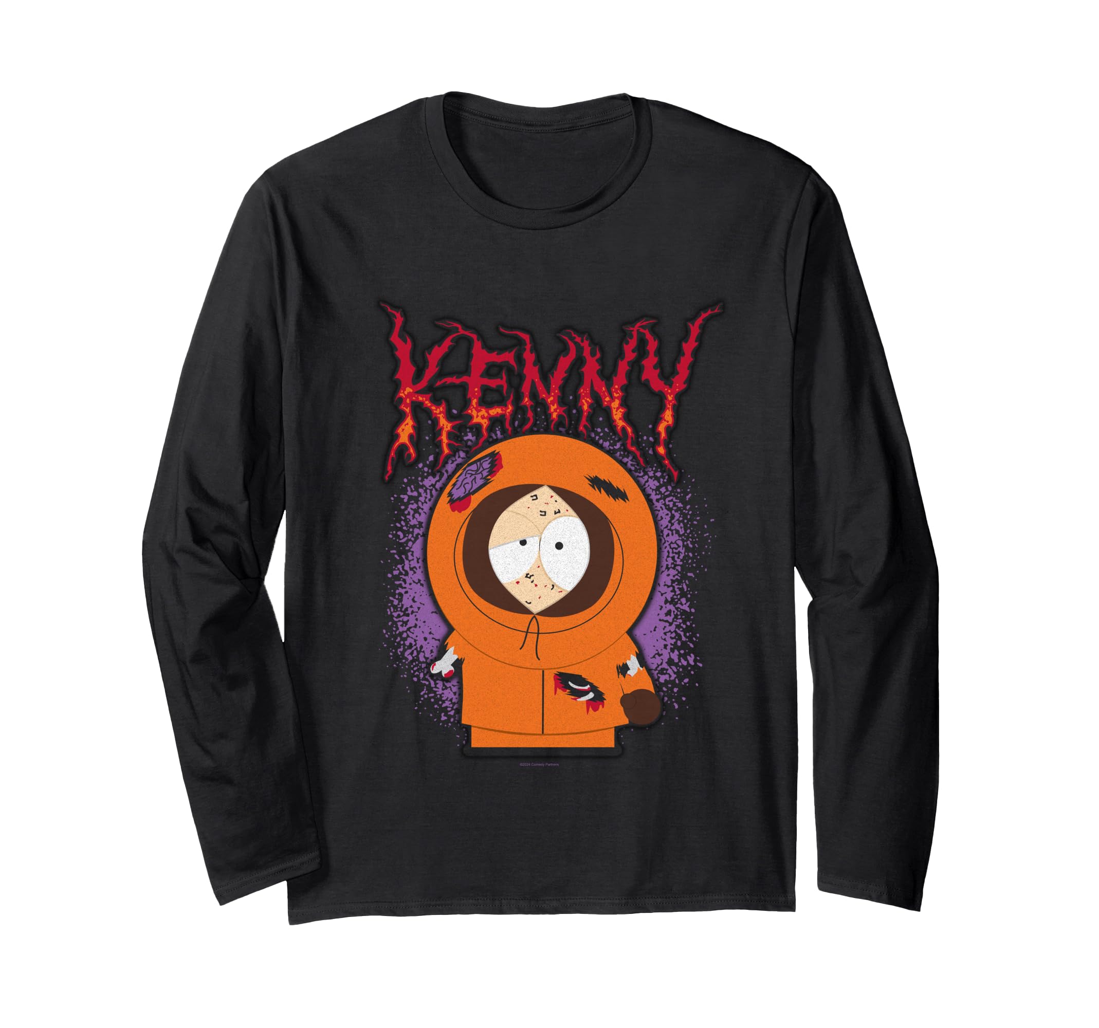 Футболка с длинным рукавом South Park Series Kenny Beat Up Grunge Name Splatter Cartoon