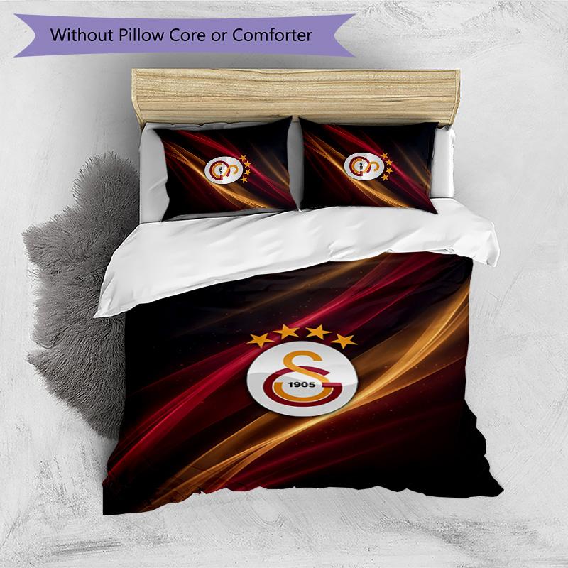 Set Lenzuola 3 Pezzi Stampato Galatasaray FC Traspirante Copripiumino con Federe Biancheria da Letto Decorativa per Camera da Letto Casa