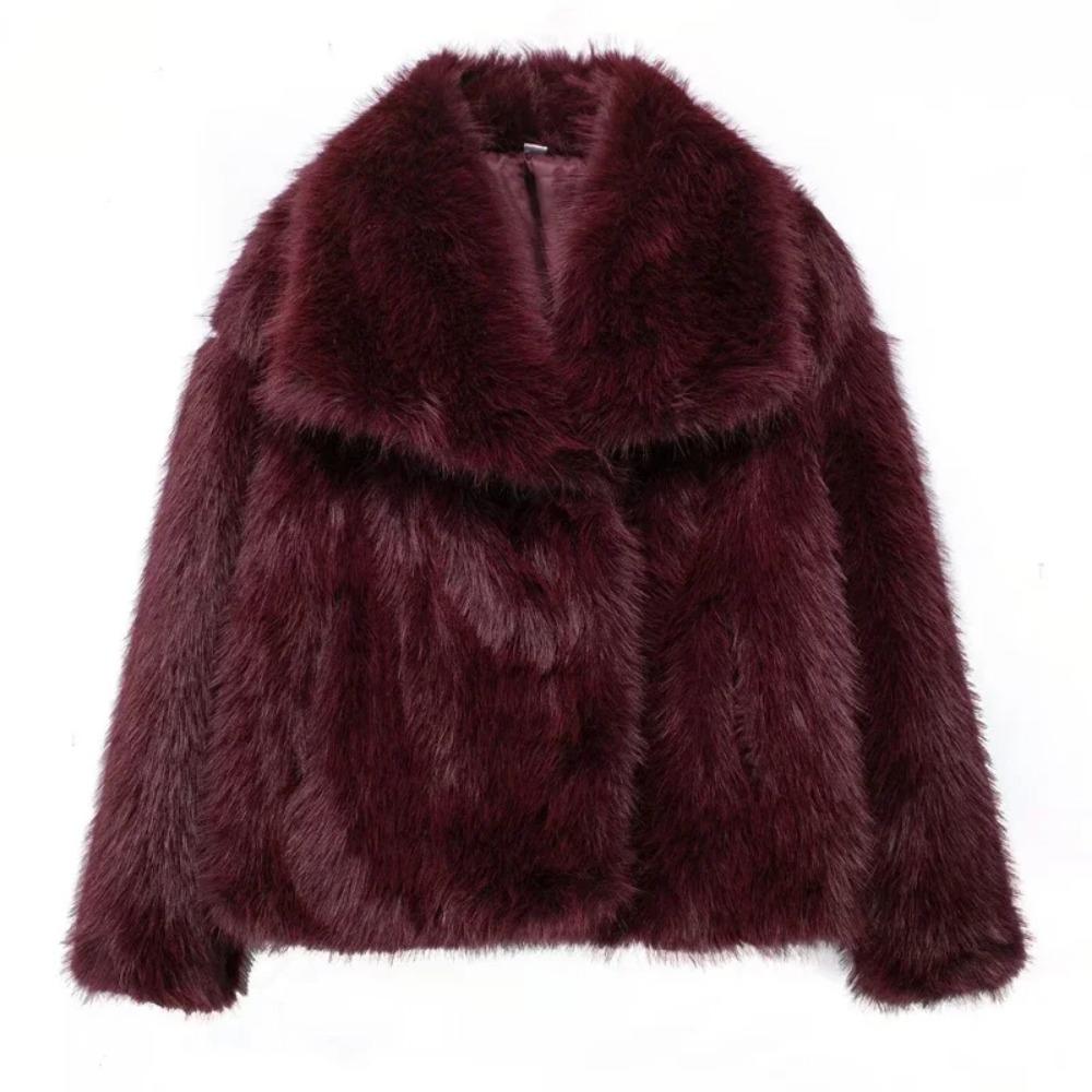 VAYLA Woman Autumn Winter Faux Fur Coat Plush Fluffy Women's Jacket New in Outerwears White Red Gray Black Wool Blends Coats