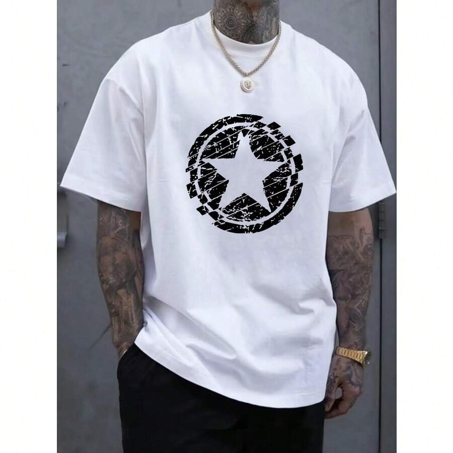 

Classic Pentagram Pattern, Printed Short Sleeved Collar Unisex T-Shirt XXXL