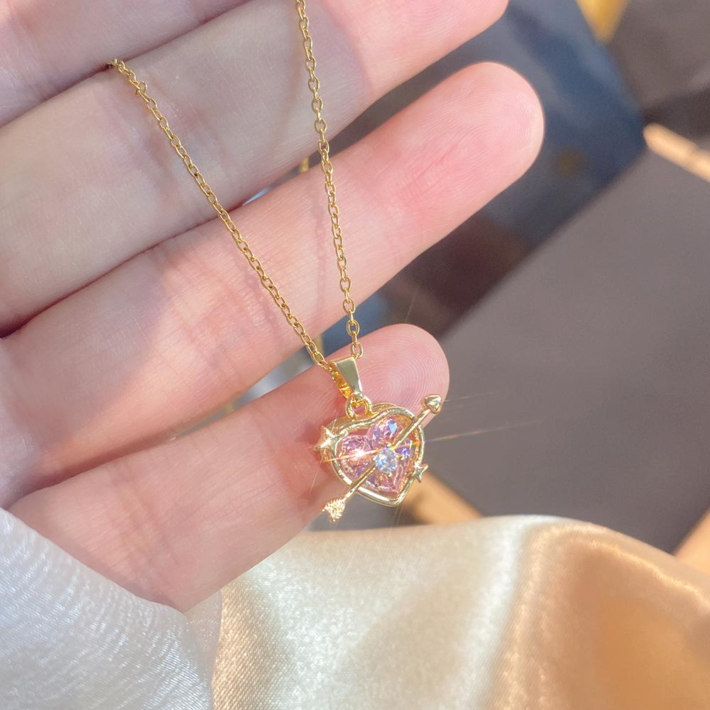 Light Luxury Full Diamond Inlaid Zircon Titanium Steel Clavicle Chain Fairy Versatile Delicate Necklace Gift for Girlfriend