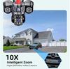 4G Solar-Powered Triple-Lens HD Outdoor WiFi Camera V380 Monitor