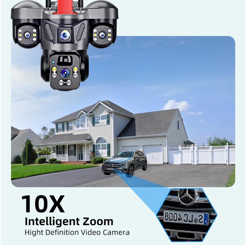 4G Solar-Powered Triple-Lens HD Outdoor WiFi Camera V380 Monitor