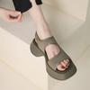 Women's Summer Sandals 2024 New Style Fashion Simple Casual Elastic Cloth Open Toe Soft Sole Cover Roman Beach Shoes for Women