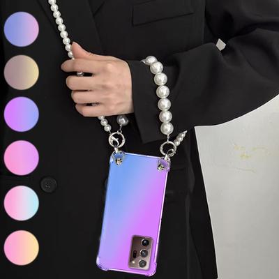 Crossbody İnci Kordon Kolye Telefon Kılıfı Samsung Galaxy Note 20 Ultra 10 artı lite 9 8 Bilezik Zinciri Degrade Arka Kapak