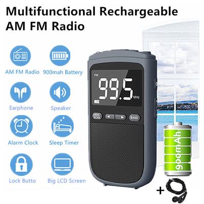Portable AM FM Personal Stereo Pocket Radio Weather Broadcast With Headphone