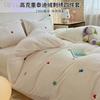 Thickened Milk Fleece Embroidery Bed Four-Piece Set Flange Coral Fleece Quilt Cover Bed Sheet People Children'S Mattress Bedding