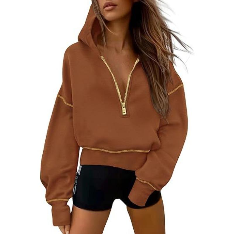 YYFS Felpe con cappuccio e felpe con cappuccio a maniche lunghe con stampa tinta unita casual alla moda da donna