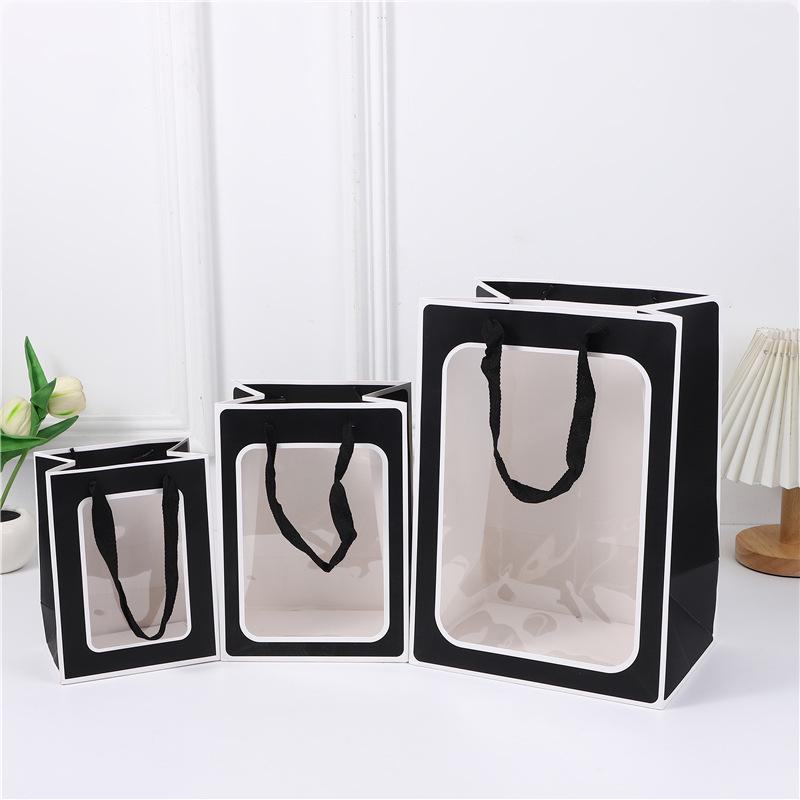 Clear Window Handbag for Fresh Flowers - Mother's Day Gift Bag or Conference Souvenir.