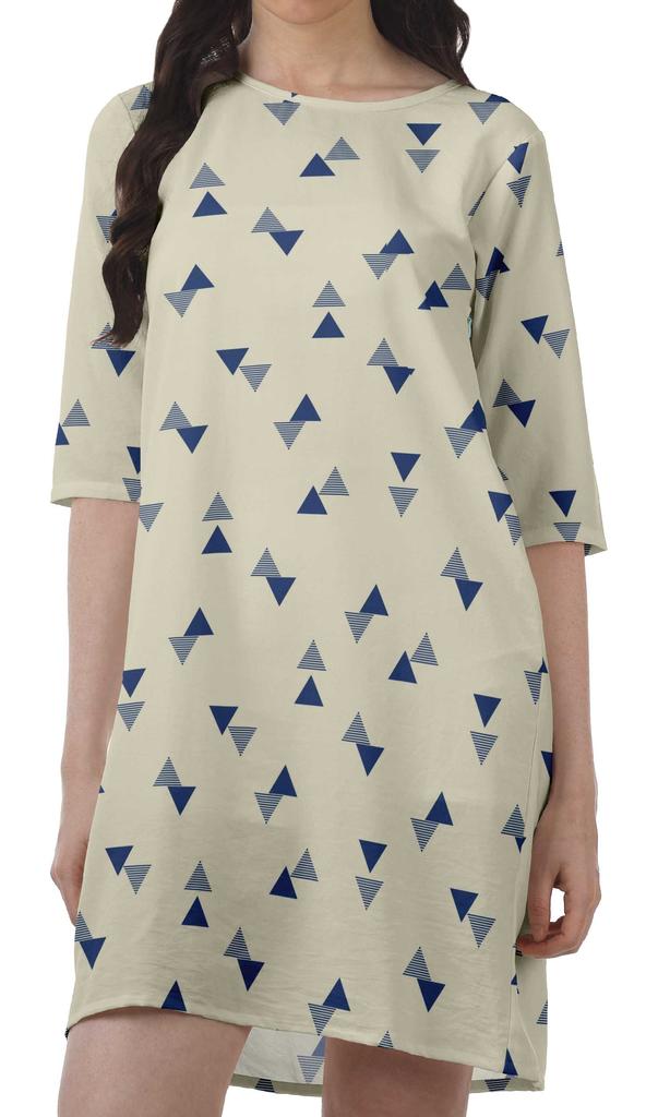 Moomaya Printed 3 4 Sleeve Winter Dresses For Women Scoop Neck Short Swing