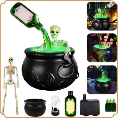 Halloween Witch Bowl Magic Cauldron With Fog Maker Horror House Ornaments Indoor Home Party Scary Props Halloween Spooky Decor