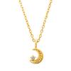 Matthewmark Baby Diamond Moon Necklace with Gold and Azuki Made In Includes Adjustable Handcrafted by Popular Accessory for Birthday (18K) Chain,