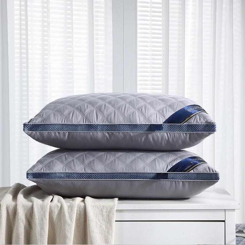 Kissen aus 100 % Baumwolle, für Schlafzimmer, Bett, Schlaf, Nackenkissen, mittlerer bis hoher Kissenkern, mattiert, verdickt, maschinenwaschbar, Bettbezug, weiß