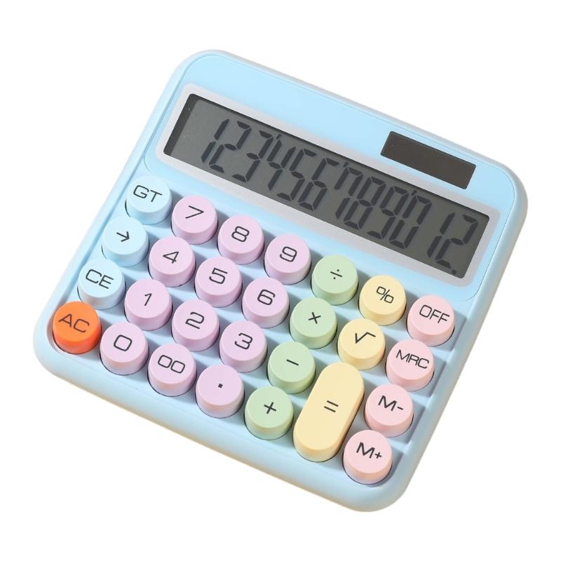 

Cute 12 Digit Large LCD Display Calculator Mechanical Switches Calculator with Large LCD Display for Office Work Student синий