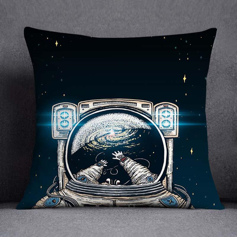 Astronaut Collection Pattern Decorative Pillowcase, Square Pillowcase, Home Office Decor