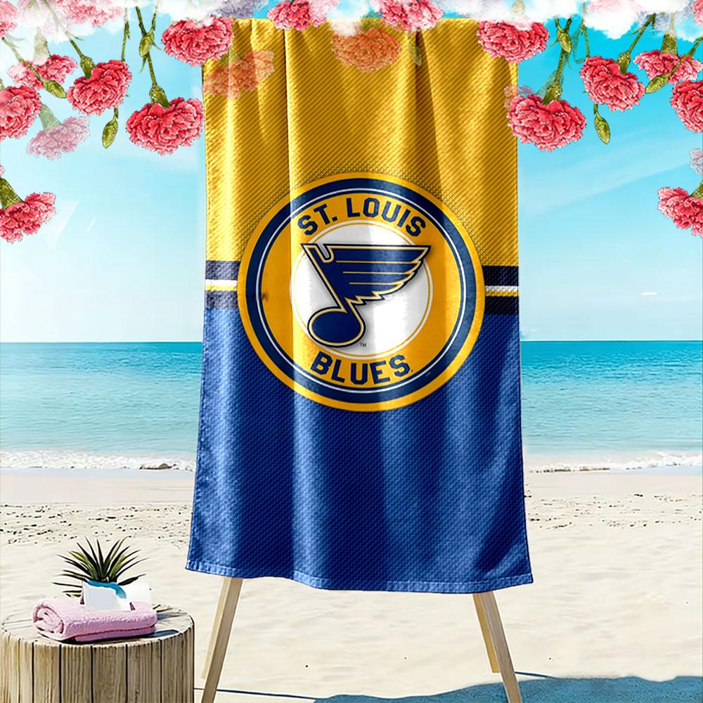 "St. Louis Blues Logo Beach Towel Design" Patterned beach towel quick dry perfect for travel outdoor sports jogging the beach and swimming