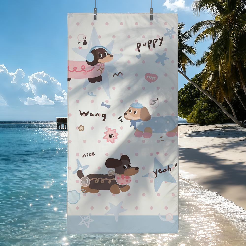 

Dachshund Cute dog Cartoon Towel Quick Drying Beach Towels Are Suitable For Swimming Pools Camping Yoga And The Gym W40*H60(CM)