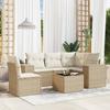 Vidaxl 6-Cz. Garden Furniture Set With Cushions, Beige, Poly Rattan