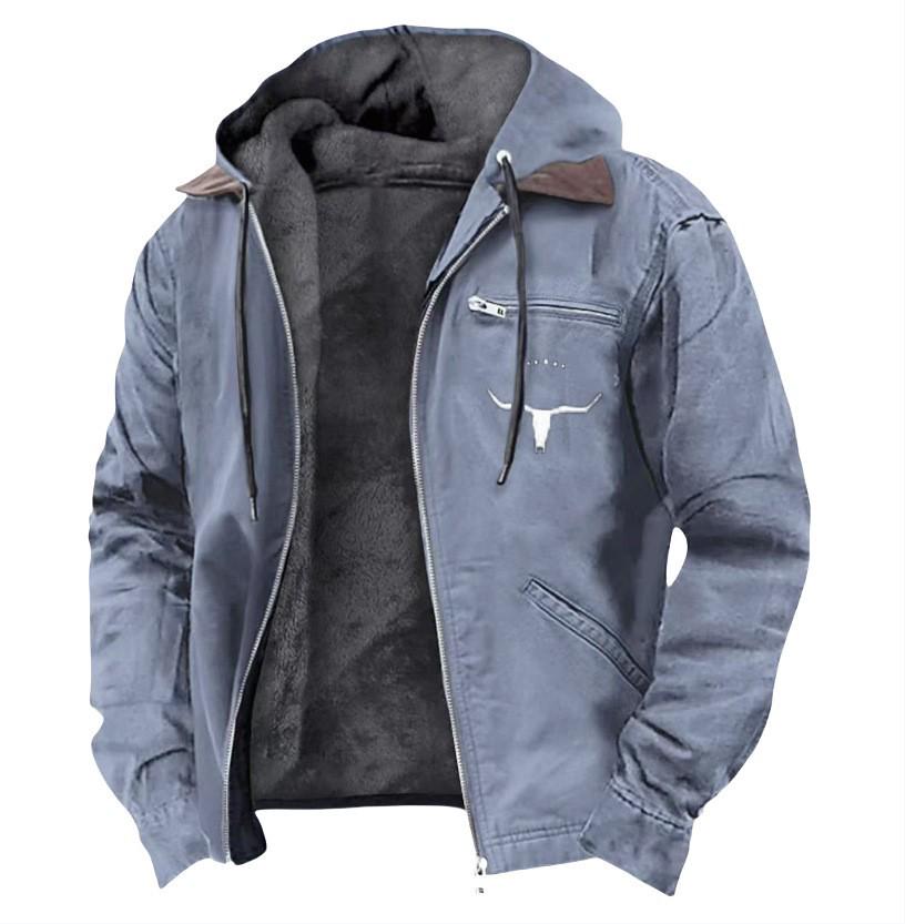 2025 European & American Men's Retro Hooded Zipper Jacket - Trendy, Casual & Versatile